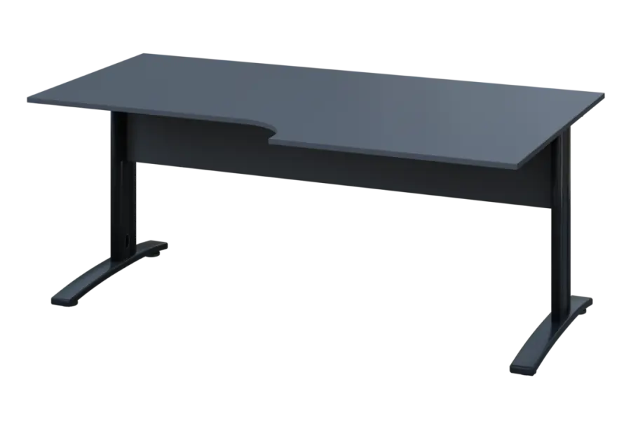 ERK 18 - 188 stůl kancelářský, rohový, pravý, kovová podnož černá, deska 18 mm, široký 1800 mm, antracit